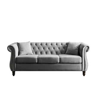 Chesterfield Sofa With Rolled Arms And Nailhead Trim