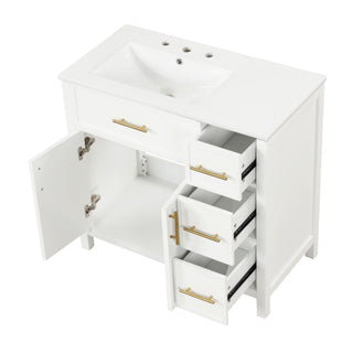 Modern Bathroom Vanity With Sink Top, 2 Doors And 3 Drawers