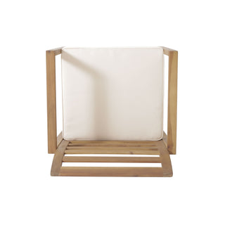 Outdoor Acacia Wood Club Chairs, 2 Pieces Set - Natural Stained / White
