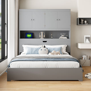 Platform Bed With USB, Storage Headboard & Drawers