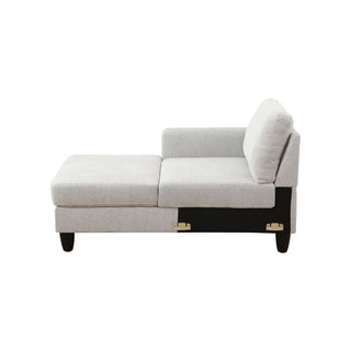 2 Piece L - Shaped Left Chaise Sectional Sofa With Ottoman, Living Room Furniture - White / Gray