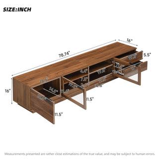 TV Stand With 2 Drawers, Doors & Cable Management, Soft Closing Hinges - Walnut