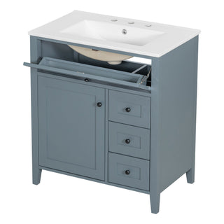 Bathroom Vanity With Sink, 3 Drawers And Adjustable Shelf