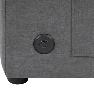 Modern L-Shaped Sectional Sofa With Curved Chaise, USB Ports, And Side Storage Pockets
