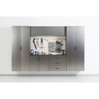 Astro Series - Wall Mounted Storage Cabinet With Soft Closing Drawers - Metallic Gray