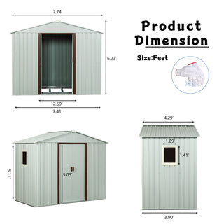 88.98" Outdoor Metal Storage Shed With Window
