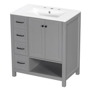 Bathroom Vanity With Sink Top, Bathroom Vanity Cabinet With 2 Doors And 2 Drawers, Open Shelf