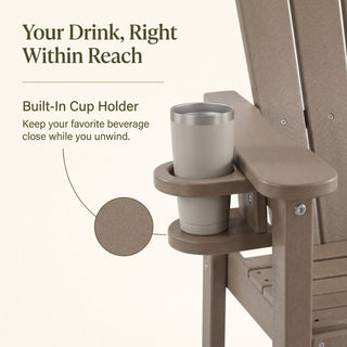 Bar Height Adirondack Chair With Cup Holder And Armrests