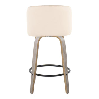 Toriano - Contemporary Fixed Height Counter Stool With Swivel & Round Footrest (Set of 2)