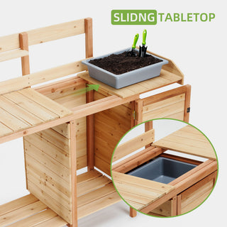 Outdoor Potting Bench Table With Sink, Garden Workstation