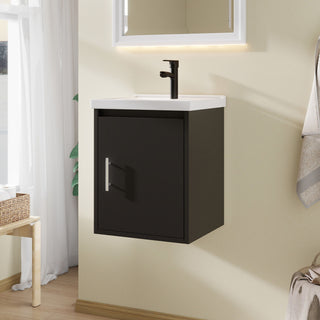Floating Bathroom Vanity Combo, Wall Mounted Cabinet With Sink & Soft Close Doors For Small Bathrooms