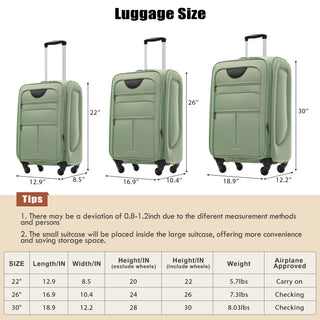 Softside Luggage Expandable Set With Duffel Bag Upright Spinner