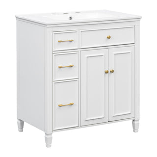 Freestanding Bathroom Vanity With Sink, Soft Close Door, Tip Out Drawer