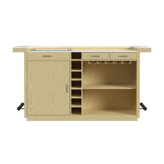 Cambrie - Bar Table With LED - Off-White And Natural