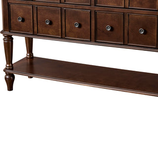 Console Table, Entryway Sofa Table With 4 Storage Drawers And Open Shelf - Espresso