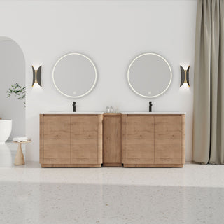 Soft Close Door Freestanding Bathroom Vanity With Sink, 1 Small Storage Cabinet