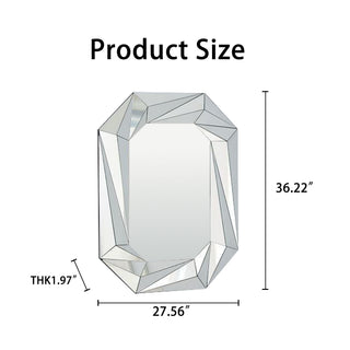 Diamond Shaped Wall Mirror With Beveled Edge Frameless Design - Silver