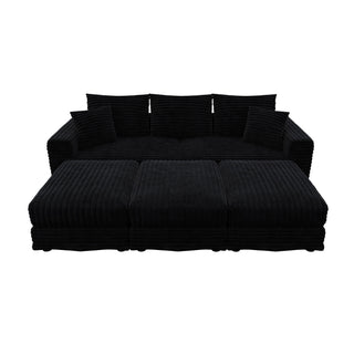 Convertible Deep Seat Sofa With Soft Pillows And Ottomans