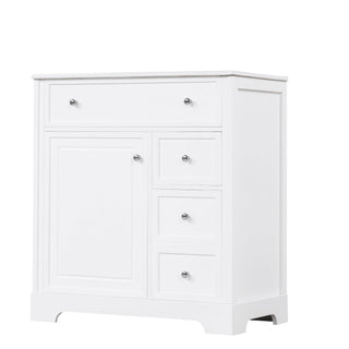 Bathroom Vanity With Sink Top, Cabinet With Door And 2 Drawers - White