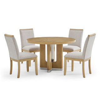 Darnell - Dining Table With Pedestal Base, Round Shape - Natural