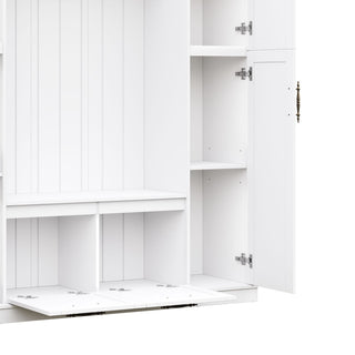 Hall Tree With 4 Side Cabinets