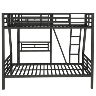 Twin Over Full Bunk Bed With Loft And Desk, L-Shaped Design For 3 Sleepers - Black