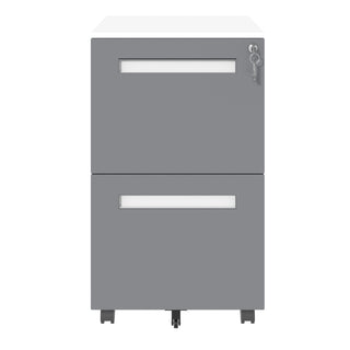 2-Drawer Mobile File Cabinet With Lock,On 360° Wheels, Holds A4/Letter/Legal Files - White