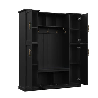Hall Tree With 4 Side Cabinets