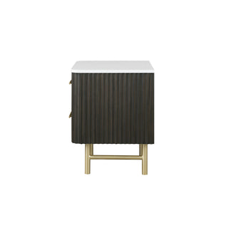 Clayten - Nightstand - Espresso / White Marble