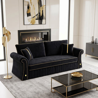 Sofa With Rolled Arms, 3 Seater Couch, Living Room Accent
