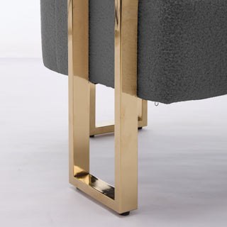 Modern Decorative Chair Teddy Fleece Upholstered And Metal Foot