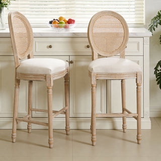 French Country Bar Chairs With Round Back (Set of 2)