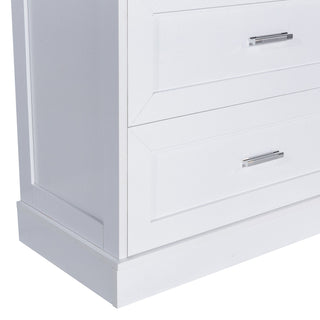 Tall Bathroom Storage Cabinet With 2 Doors And Drawers, Adjustable Shelf