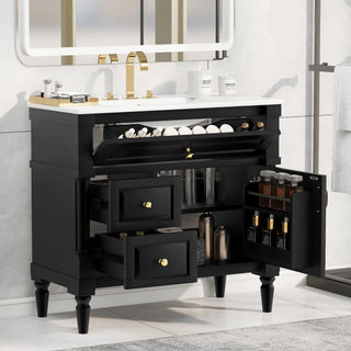 Freestanding Bathroom Vanity With Sink, Adjustable Shelf, Flip Drawer