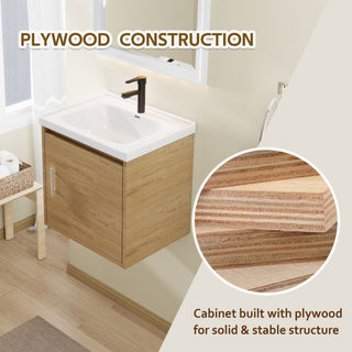 Floating Bathroom Vanity Combo, Wall Mounted Cabinet With Sink & Soft Close Doors For Small Bathrooms