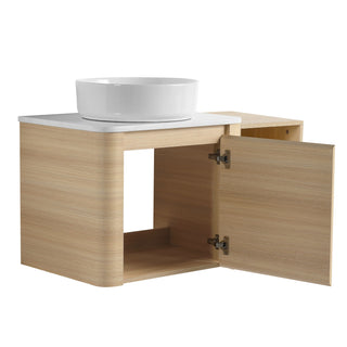 Mounted Bathroom Vanity With Art Sink, Storage Shelves, Soft Close Door