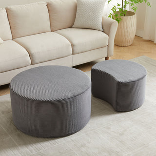 Modern Upholstered Round Coffee Table For Living Room (Set of 2)