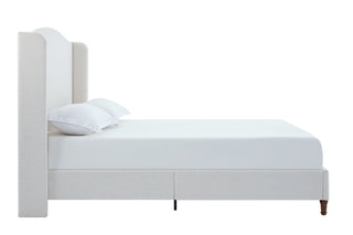 Hannah - Upholstered Wingback Bed Size / Tall Headboard Upholstered King Bed / Premium Textured Look / Minimalist Designs / No Box Spring Needed