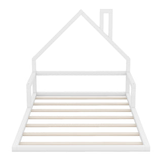 Elegant Floor Bed With House Shaped Headboard
