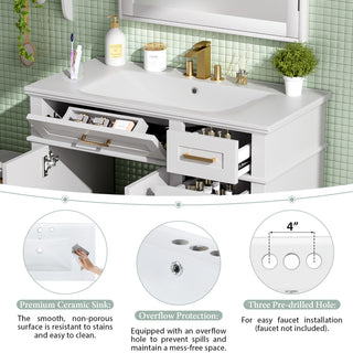 Modern Bathroom Vanity With Sink, Soft Close Doors, 4 Storage Drawers