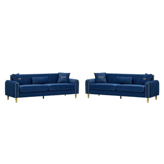 2 Piece Sofa 3 Seater Sofas Set - Blue