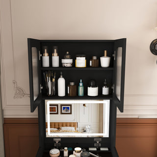 3 In 1 Vanity Table With LED Mirror & Storage Stool For Bedroom