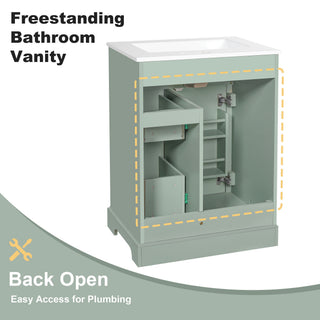 Modern Bathroom Vanity With Sink, 3 Drawers & Cabinet With 2 Tier Door Storage