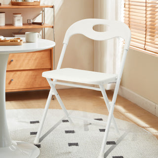 Folding Chairs, Stackable & Waterproof (Set of 4) - White