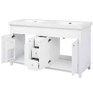 Bathroom Vanity With Double Sinks, 3 Drawers & 4 Doors, Soft Close, All Open Back Design - White