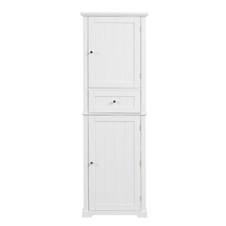 Tall Freestanding Bathroom Storage Cabinet With Drawer And Adjustable Shelf