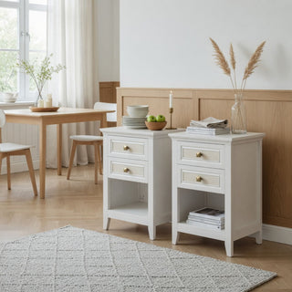 Nightstand With 2 Drawers Bedside Table