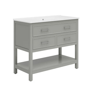 Bathroom Vanity With Ceramic Sink, Tip Out Tray & 2 Full Extension Drawers