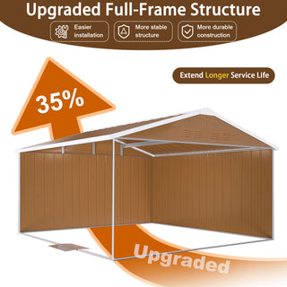 Heavy Duty Metal Storage Shed With Windows And Lockable Door, Weatherproof Outdoor Garden Shed