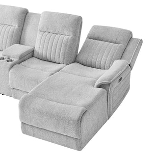 Ian - Power Reclining Chaise With LED Lighting, Pushback Design - Gray